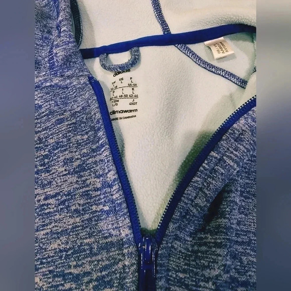 ADIDAS, Size L, Blue Athletic Zip-up Hoodie - Picture 4 of 5